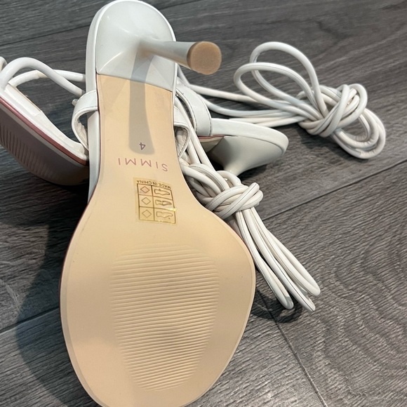 Simmi London Samia Strappy Heels Stilettoes Sandals White Ankle Straps, Size 4 - Picture 2 of 7